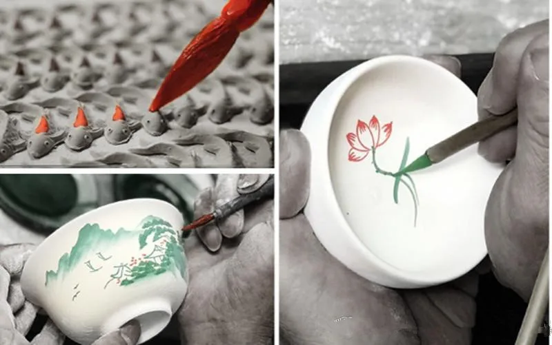 Tea cup Lotus Porcelain Zen Hand Painted Ceramic Small Tea Mug Fish China Set Accessories