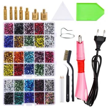 

EU Plug 2000pcs Hot Fix Rhinestones Hotfix Applicator With 7 Tips Crystal Glass Rhinestone Iron-On Wand Strass DIY Hotfix Tools