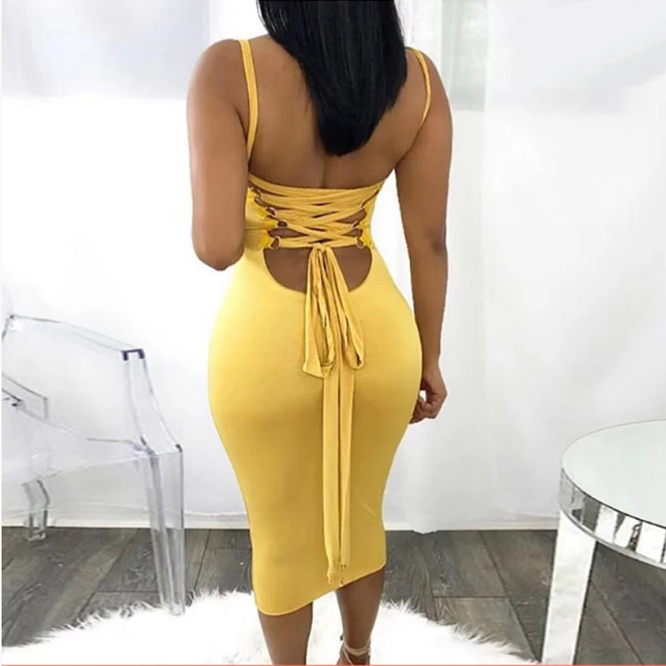 summer new fashion women's bandage dress sexy red Bodycon hollow tie with spaghetti dress celebrity evening party Vestidos