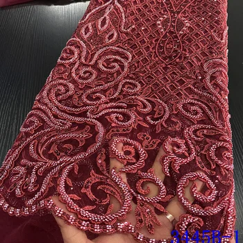 

Bridal Lace Applique Embroidered Ladies Evening Dress African Kitenge Mesh Fabric Bead Embroidery High Quality Lace AMY3445B