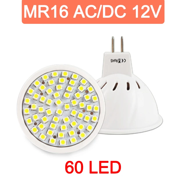 MR16 Светодиодный точечный светильник MR11 6W SMD 2835 AC/DC 12V 220V 240V лампа светодиодный лампада led точечный светильник украшения ампулы теплый белый холодный белый - Испускаемый цвет: MR16 ACDC 12V