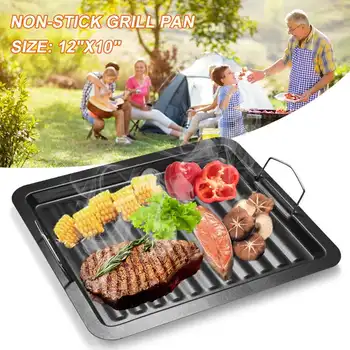 

Outdoor Barbecue Frying Pan Non-stick BBQ Square Pan Non-stick Gill Coware Iron Barbecue Accessories BBQ Gill Plate