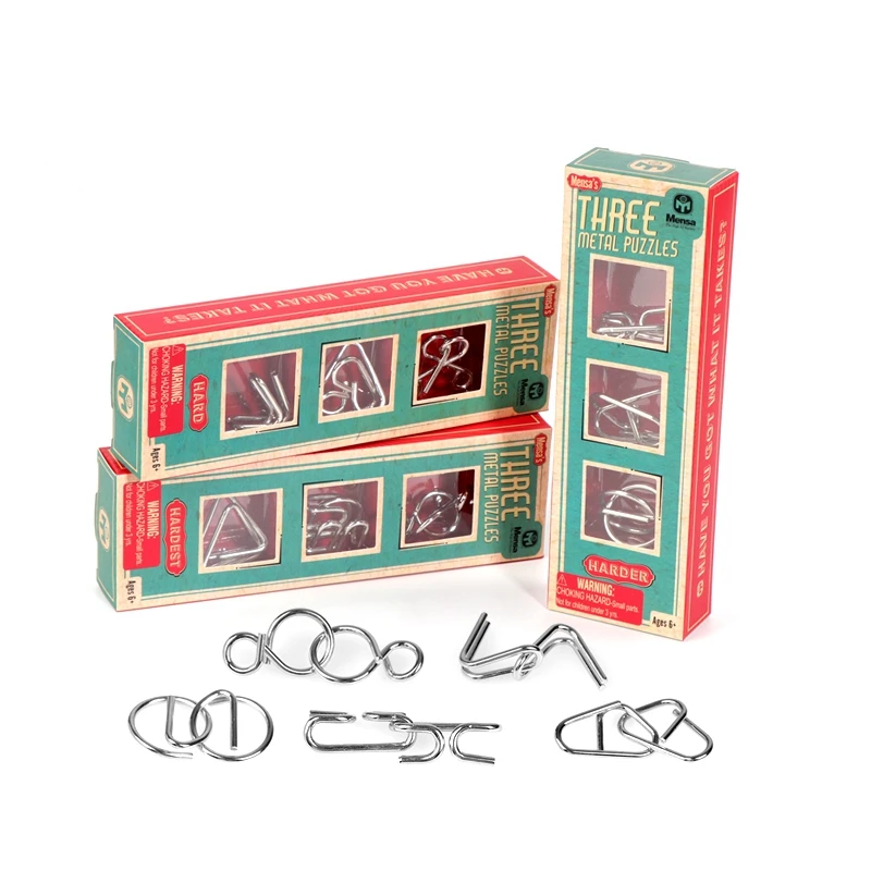 Mensa Three Mensa Puzzles Mind Brain Teaser Test Game Magic Trick Toys Magic Ring Metal Wire Game Puzzles Puzzles Aliexpress