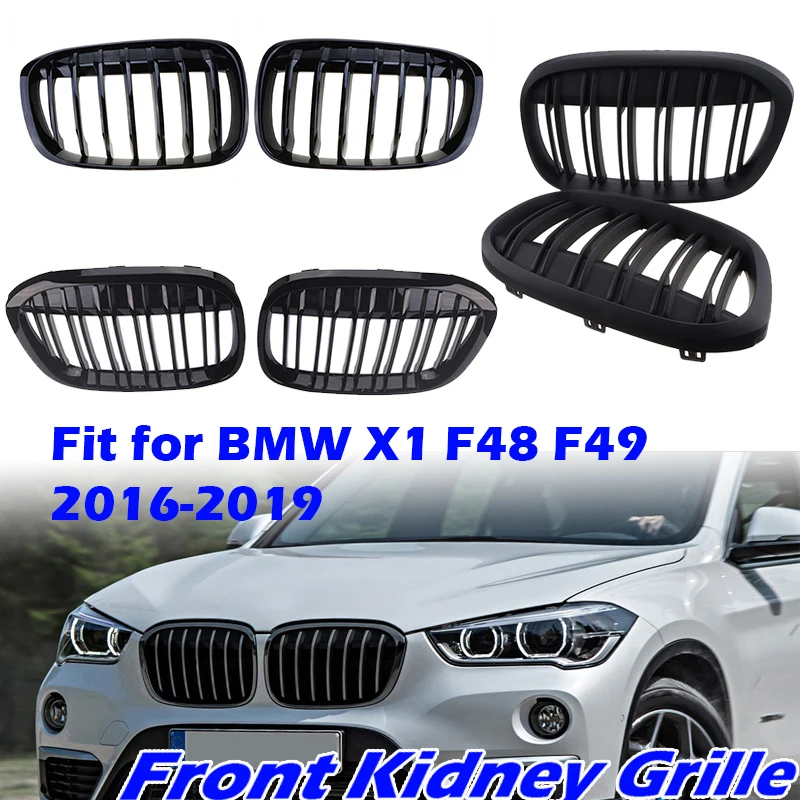 

Rhyming Car Front Bumper Kidney Grille Black Racing Air Intake Grill Car Accessories Fit For BMW X1 F48 F49 2016-2019 X-Drive