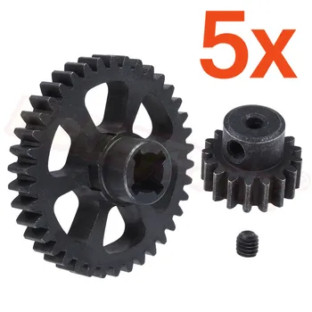

5Sets/lot Steel Metal 38T Diff Main Gear & 17T Motor Pinion Gear for WLtoys 1/18 RC Car A959 A949 A969 A979 K929 Wholesale
