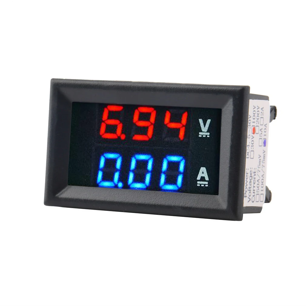 1 stks Professionele DC 100 v 10A Voltmeter Amperemeter Blauw + Rood LED Amp Dual Digitale Volt Meter Gauge Voltage huidige Thui |