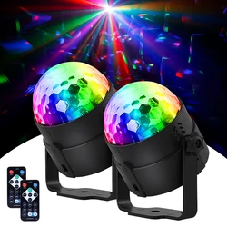 2 pçs mini rgb luz de discoteca com controlador de som dj discoteca palco efeito iluminação dança festa casamento feriado barra clube dmx luzes