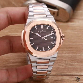 

Classic New Automatic Mechanical Men Watch Silver Rose Gold Sapphire Stainless Steel Transparent Glass Blue Sport Watches