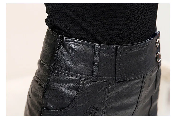 Брендовое качество Taobao, женское платье половина длины юбка из искусственной кожи оболочка кожаное тонкое пальто подходит средней длины