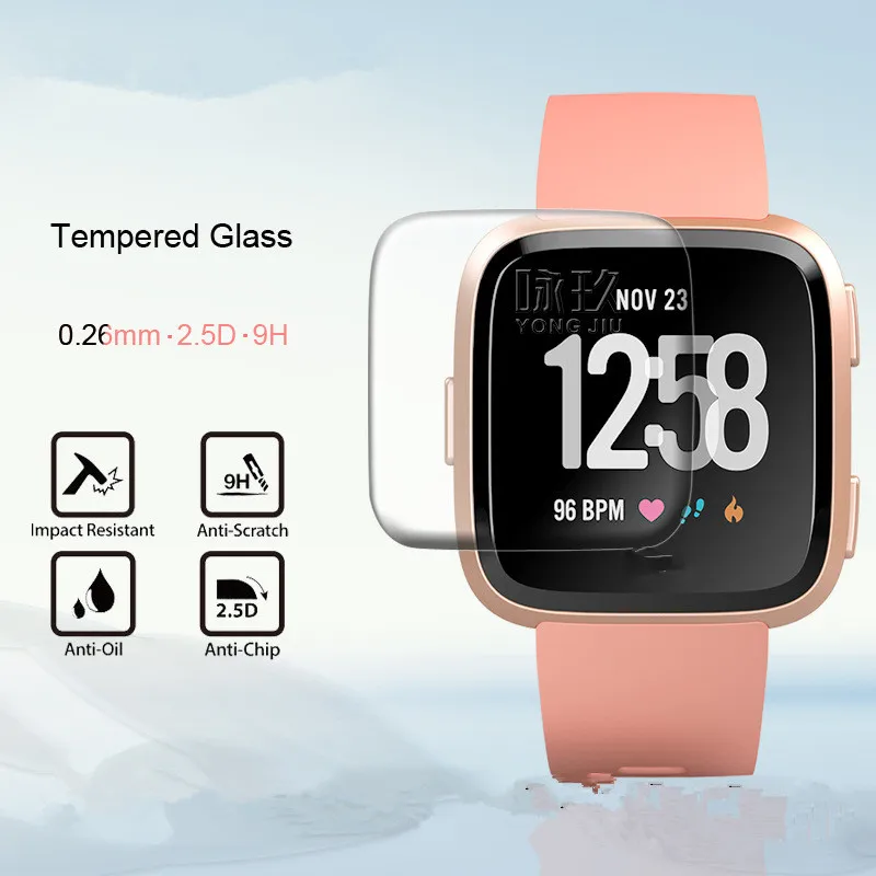 2PCS HD Tempered Glass Screen Protector For Fitbit Versa Glass Explosion-proof Hard Protective Film Glass For Fitbit Versa