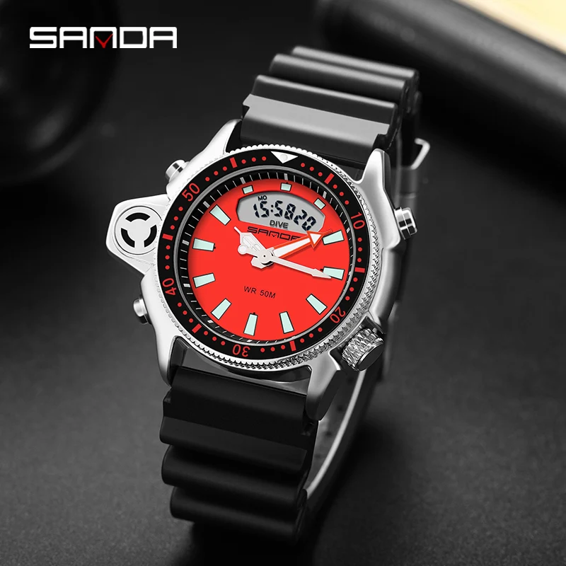 Sanda New Fashion Sport Men Quartz Watch Casual Style Military Watches Men Waterproof S Shock Male Clock Relogio Masculino 3008