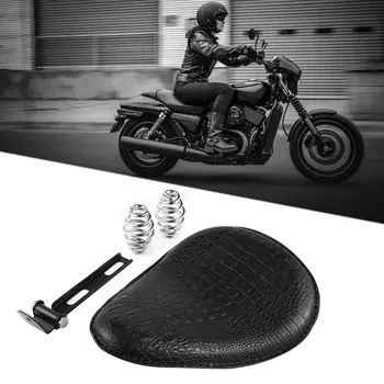 

New New Motorcycle Retro Brown/Black Crocodile Leather Solo Seat for Custom Chopper Bobber Leather Saddle Seat