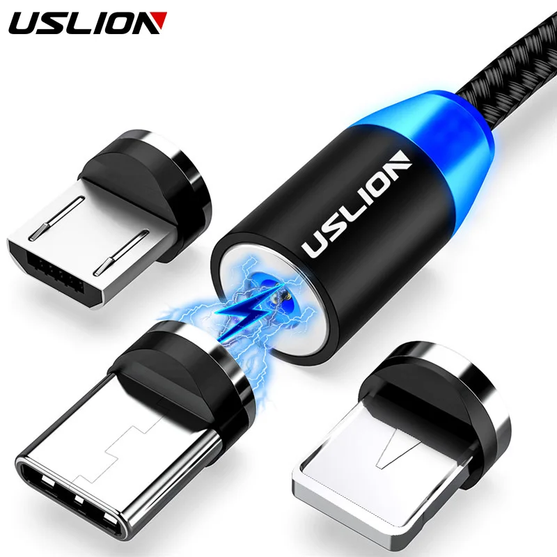 Магнитный USB кабель USLION для iPhone 12, 11, Xiaomi, Samsung, кабель типа C, светодиодный кабель для быстрой зарядки и передачи данных, кабель Micro USB, шнур, провод|Кабели для мобильных телефонов| | АлиЭкспресс - Лучшие аксессуары для телефонов