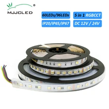 

RGBWW LED Strip 5M 12V 24V DC SMD RGBW 5050 RGBCCT LED Waterproof Strip Flexible 5in1 RGB CCT Light Tape for Living Room Decor