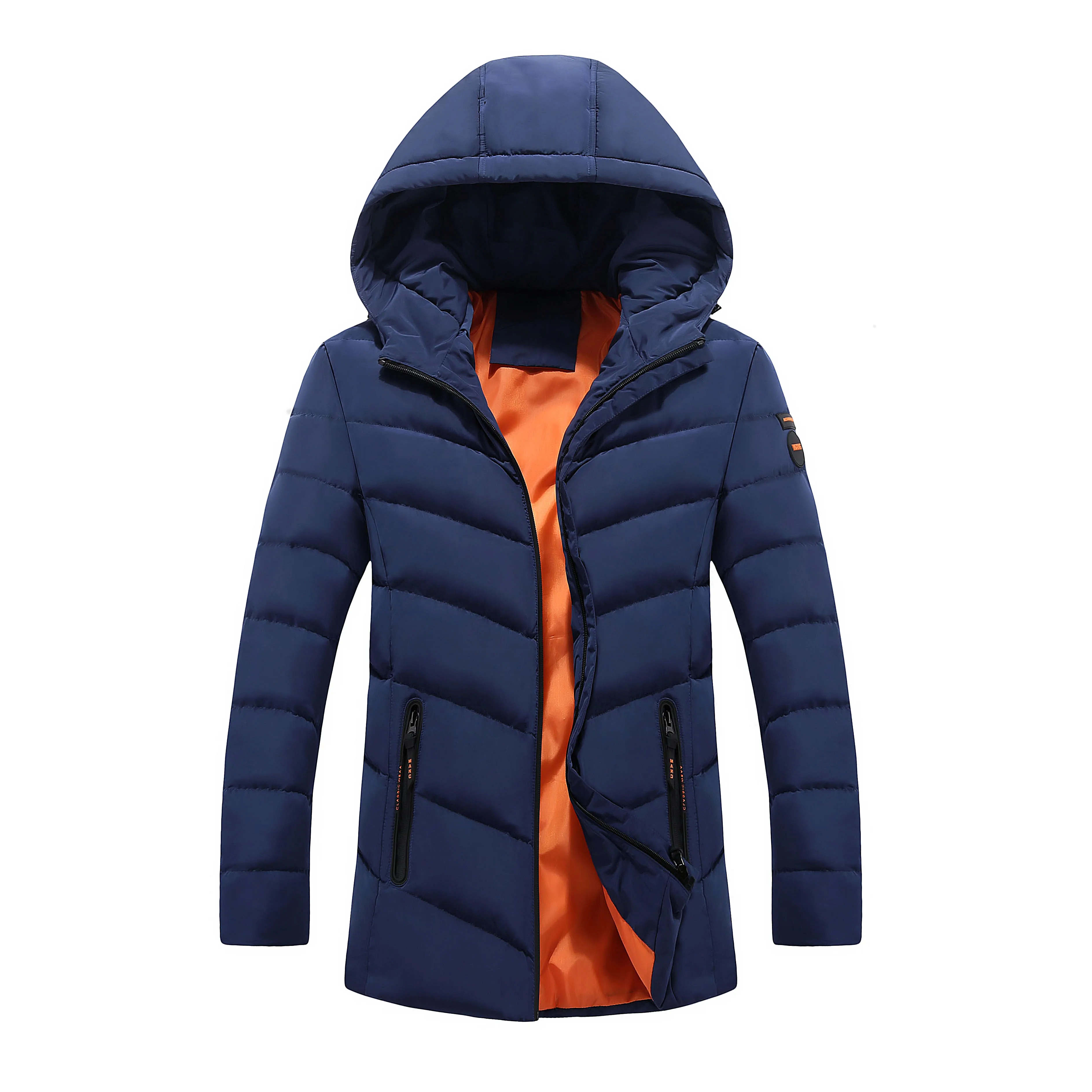 Деревянная Повседневная зимняя куртка мужская теплая однотонная парка с капюшоном мужская брендовая Длинная Куртка мужская толстая верхняя одежда Veste Hommes