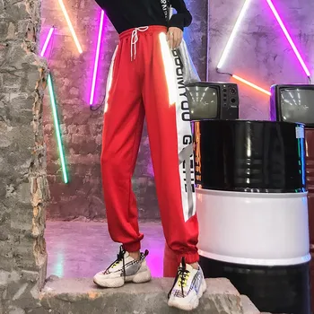 

Pants Female Flat Drawstring Korean Style Fashion Letter Print Women's Harem Pants Loose Casual High Waist Ankle-length Pants