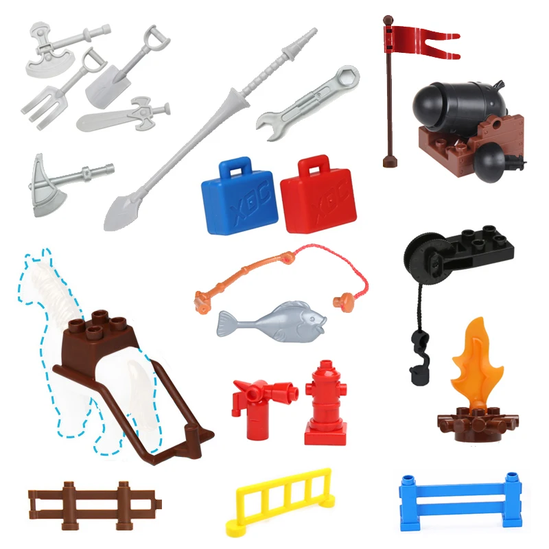 Блоки Модель посуды оружие пушки инструменты забор модель аксессуары меч копье