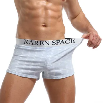 

2020 Men Underpants Cotton Men Underwear Boxers Shorts Sexy Breathable Plaid Printed Men Casual Home Shorts Cueca Boxer Men