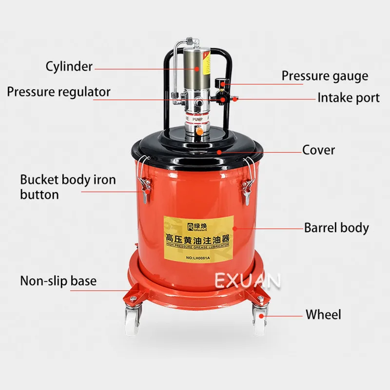 Pneumatic grease machine high pressure lubricator lubrication pump automatic grease barrel grease pump