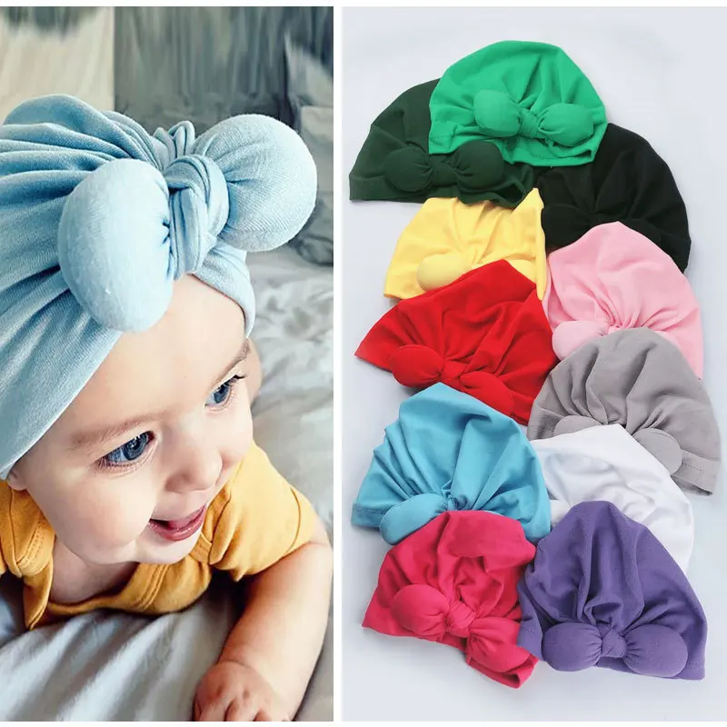 Baby Headband Newborn Girl Bowknot Headbands Infant Turban Toddler Hair Accessories Cotton Beanie Headwrap Hair Band 2020