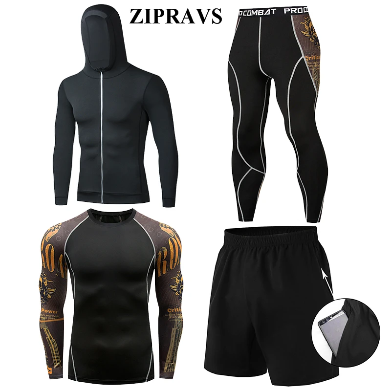 Ropa Deportiva dorada de calavera para hombre, traje de compresión para gimnasio, traje para correr, ropa para trotar, camisa de manga larga, deporte|Conjuntos para hombres| - AliExpress