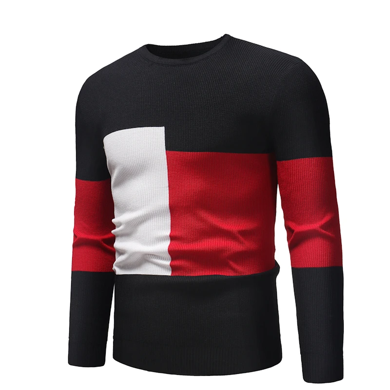 

Oufisun Men Autumn Casual O-Neck Hombre Patckwork Warm Sweater Pullovers Men For Teens Brand New Thick Knitwear Sweaters Men 3XL