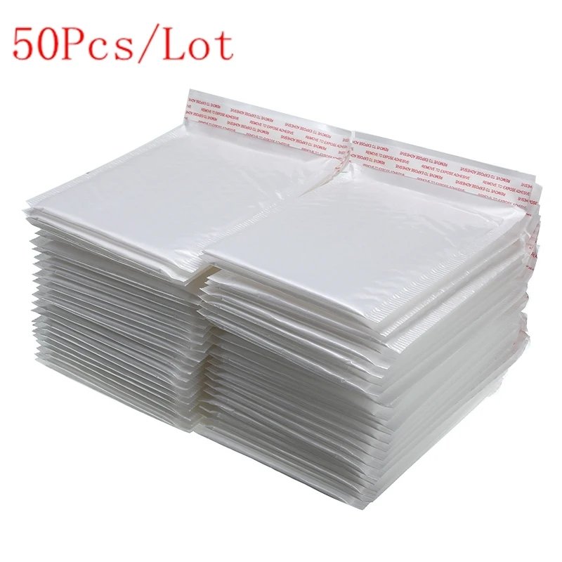 

Hot Sale 50 PCS/Lot Different Specifications White Foam Envelope Bag Mailers Padded Shipping Envelope With Bubble Mailing Bag