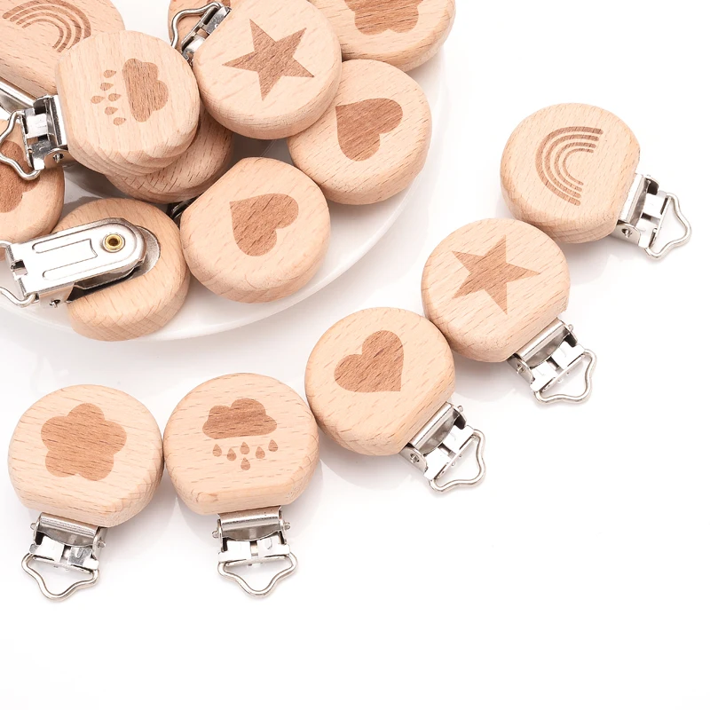 

5Pcs/Lot Safe Becch Wooden Clips Dummy Clip for Pacifier Clip Unfinished Non-Toxic Nipple Holder DIY Pacifier Clips Chain