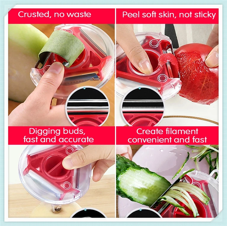 Éplucheur De Fruits Et Légumes - Magique - 3 En 1 - Acier Inoxydable