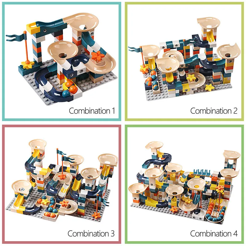 83 332PCS Marble Race Run Bricks LegoING Duploed Big Size Building Blocks Funnel Slide Blocks DIY 5