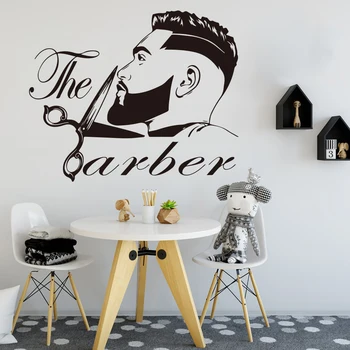 

Barber Shop Men Beard Hairstyle Salon Wall Window Decal Grooming Fashion Hairdresser Hair Cut Barber Shop Wall Sticker Vinyl