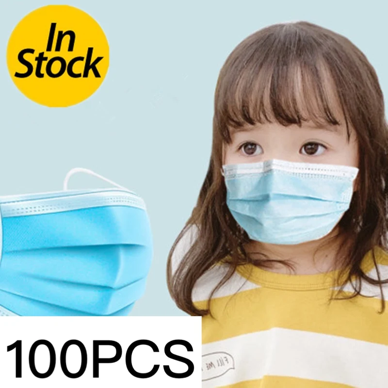 

100PCS Children's Mask 3-layer Mask Children's Professional Surgical Mask Anti-virus Mask Anti-bacterial Mask Child Size Mask