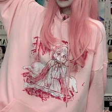 

Deeptown Gothic Streetwear Pink Anime Print Hoodies Women Kawaii Harajuku Oversize Long Sleeve Pullover Female E Girl Sweatshirt