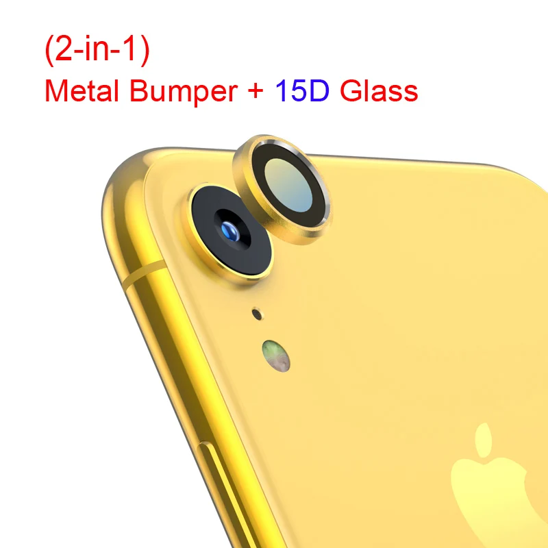 Защитная пленка для задней камеры для iPhone XR 11 Pro Max iPhoneX R X S XS из закаленного стекла, металлическое защитное кольцо для задней линзы - Цвет: Gold and 15D