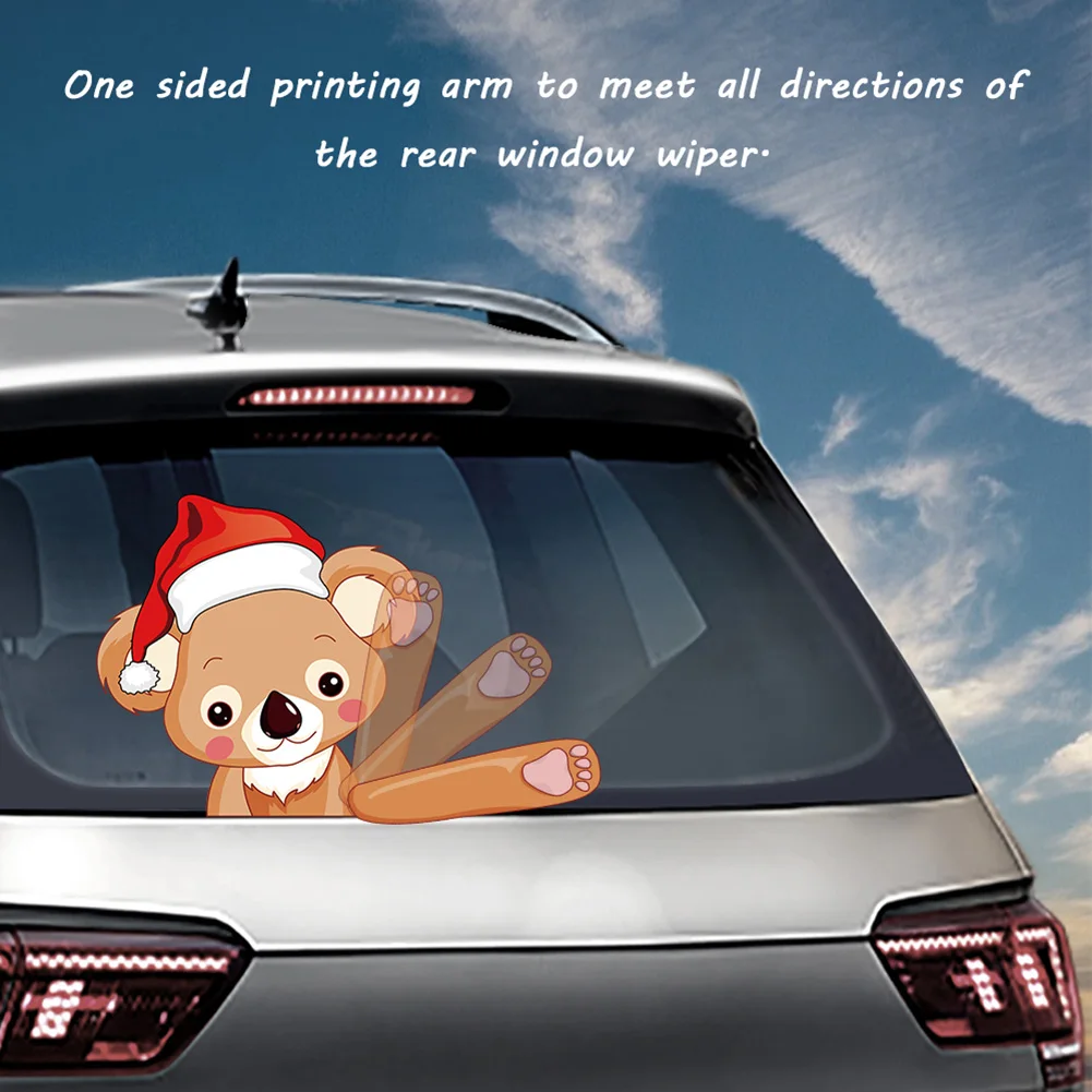 Removeable Car Wiper Front Windshield Panel Moulding Seal Strip Decoration Christmas Koala Windshield Wiper Sticker Car Rear