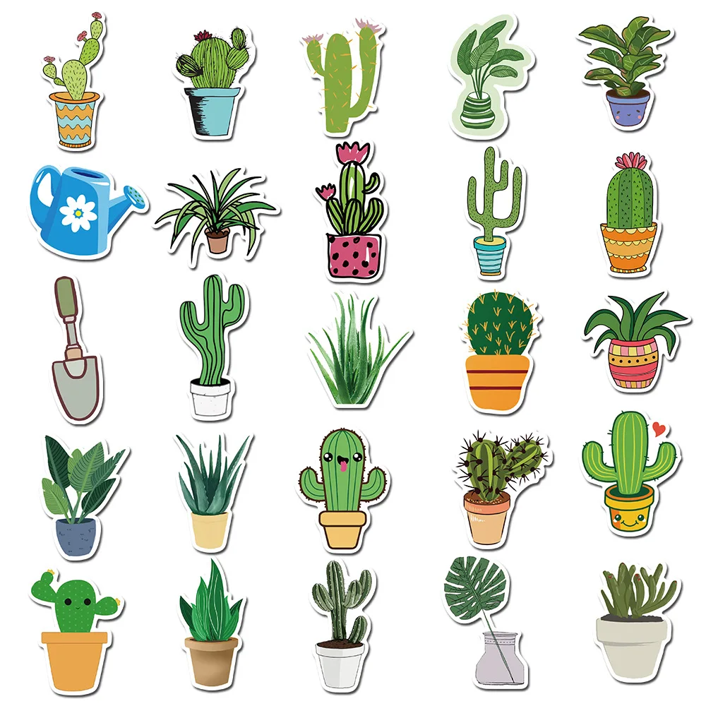 45 Pcs/pack Green Potted Plant Decorative Washi Stickers Scrapbooking Stick Label Diary Stationery Album Stickers