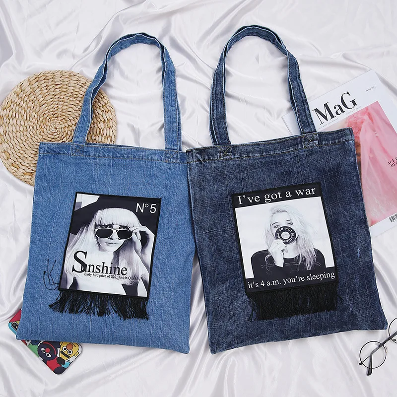 

Denim Bag 2018 New Large Capacity One Shoulder Slant Bag Korean Chao Baitao Chic Port Wind Handbag Women's Bag