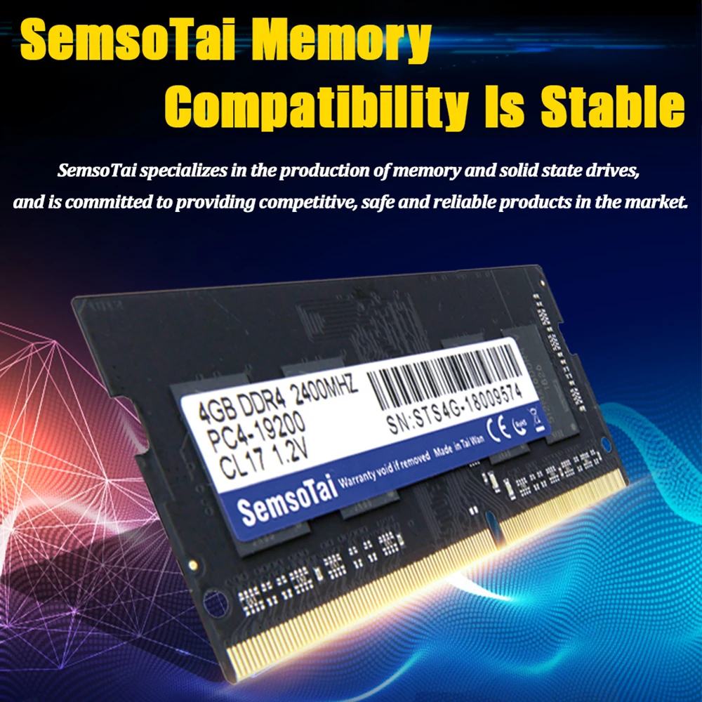 SemsoTai ram ddr4 4gb 8gb 16gb 2400mhz 2666MHz CL = 17 brandwidth PC4-19200 288pin Dimm 1,2 V пожизненная гарантия memoria ram ноутбук