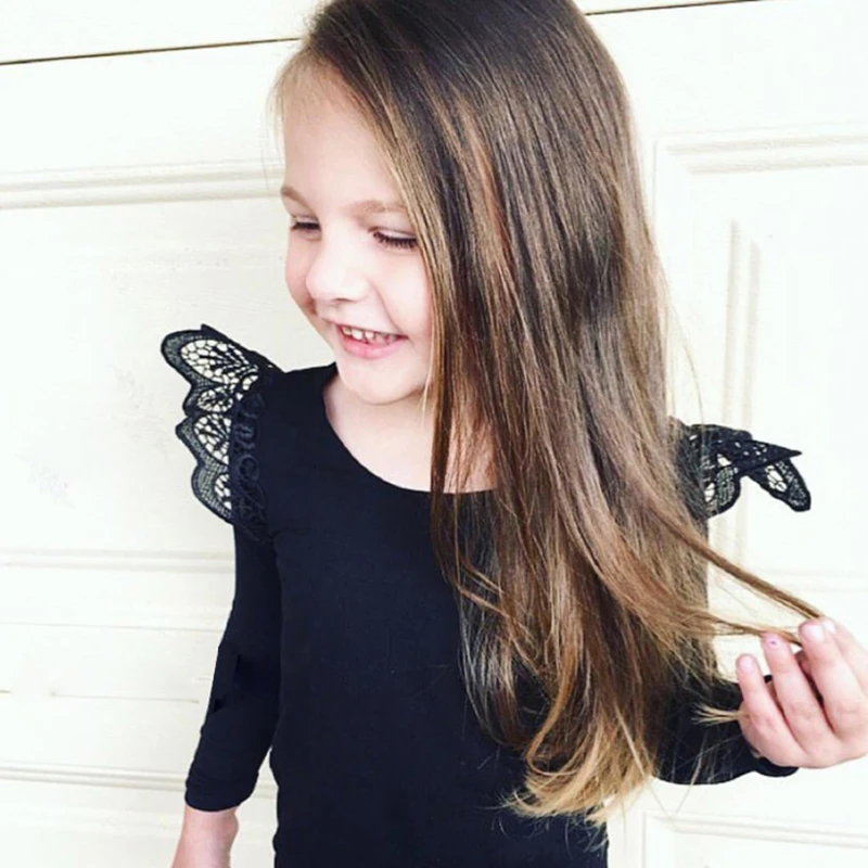 Хлопковые футболки для маленьких девочек детские кружевные однотонные Топы с