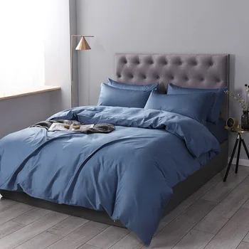 

Home Solid Color Bedding Set Pure Cotton A/B Double-Sided Pattern Simplicity Bed Sheet Quilt Cover Pillowcase 4-6pcs