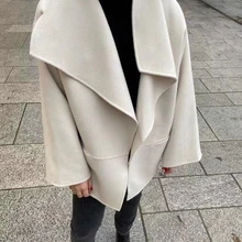 Однотонное пальто женский кардиган свободная повседневная куртка с карманами