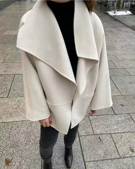

Women Solid Color Coat Cardigan Loose Casual Jacket With Pockets