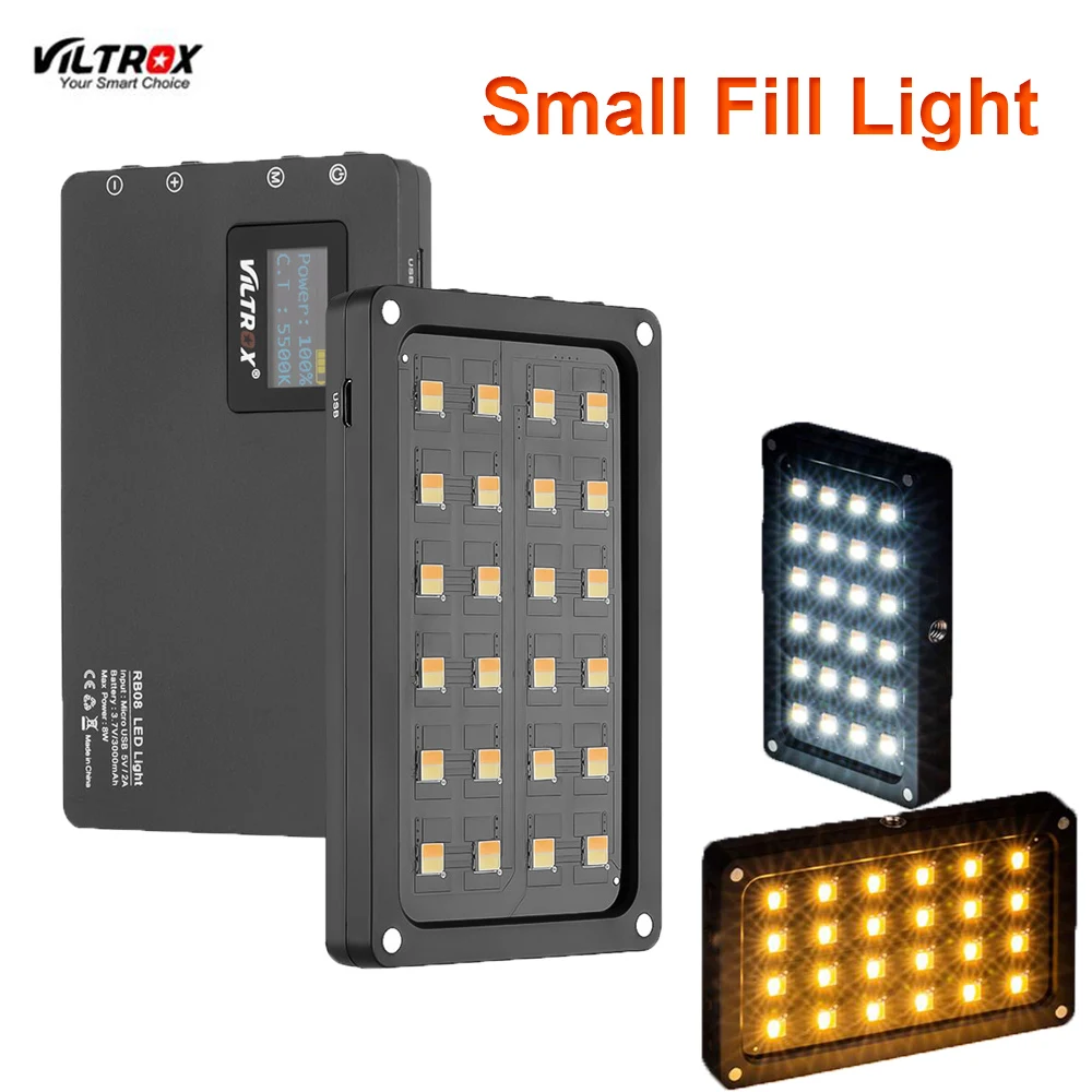 Viltrox RB08 двухцветный 2500K 8500K мини видео светодиодный свет портативный