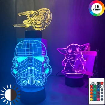 

3d Lamp Star Wars Baby Yoda Starship Ncc 1701 Imperial Stormtrooper Child Gift Nightlight for Kids Bedroom Decor Led Night Light