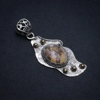 

Natural Two Tones Brecciated Mookaite Handmade Unique 925 Sterling Silver Pendant 2" T0453