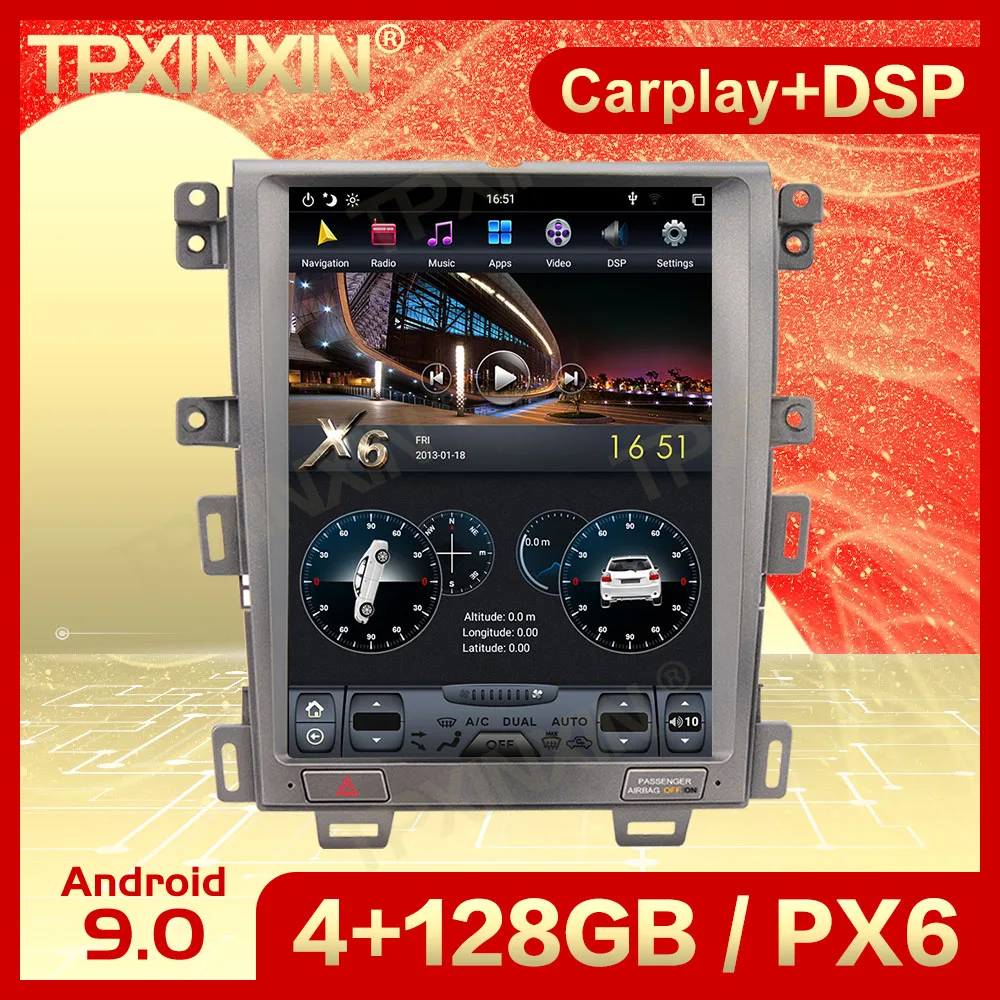 Carplay 2 Din Android 9 Tesla Screen Multimedia Stereo For Ford EDGE 2008 2009 2010 2011 2012 2013 2014 GPS IPS Player Head Unit