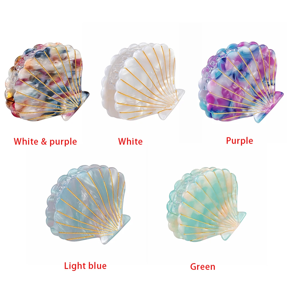 1PC Shell Shape Hair Clips Acetate Barrette Beauty Crab Hairgrip Headwear Acrylic Beach Hairpins Hair Claws Styling Accessories hair claw hair clips hair accessories