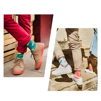 

Novelty Asymmetric Funny Man Combed Cotton With Colorful Pattern Happy Socks Flamingo Beagle Animal Novelty Gift