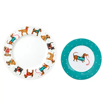 

England dog design porcelain dinner plate ceramic & home use ceramic dessert plate