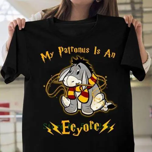 Футболка My Patronus Is An Eeyore Черная Мужская футболка унисекс с рисунком хлопковая